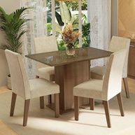 Conjunto de Sala de Jantar com Mesa de Vidro e 4 Cadeiras Rustic/Imperial Zion Madesa - imagem 2