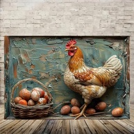 Pôster Cesto de Ovos de Galinha Rústico - Arte de Parede Vintage 30x45cm para Decoração de Casa e Escritório - imagem 4