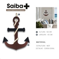Quadro Timão Navio com Âncora - Decoração Náutica para Casa e Praia, Estilo Rústico Artesanal - imagem 5