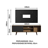 Rack Madesa Dubai com Painel para TV 58” – Rustic/Preto - imagem 2