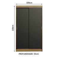 Guarda-Roupa Solteiro Madesa Tokio 2P Correr 2GV Rustic/Preto - Organização Moderna - imagem 3