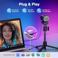 EMEET Webcam 4K, webcam S600 com tripé, 2 microfones de redução de ruído, FOV ajustável de 40° a 73°, foco automático PDAF, capa de privacidade integrada, câmera de streaming para jogos, chamadas de - imagem 3