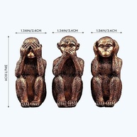 Conjunto de 3 Estátuas dos Macacos Sábios - Hear No Evil, See No Evil, Speak No Evil | Decoração Resina para Casa e Escritório - imagem 4