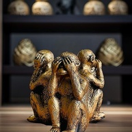 Conjunto de 3 Estátuas dos Macacos Sábios - Hear No Evil, See No Evil, Speak No Evil | Decoração Resina para Casa e Escritório - imagem 3