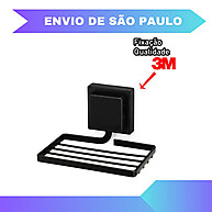 Saboneteira com Fita 3M Preto Fosco – Fixação Sem Furar - imagem 1