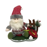 Enfeite de Natal Papai Noel ou Boneco de Neve Sentado com Saco de Presentes - Base de Madeira 25x28 cm - imagem 2