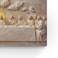 Quadro Santa Ceia Canvas 90x60cm | Arte Sacra Bege e Dourado para Decoração Religiosa - imagem 5