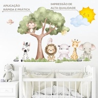 Adesivo Safari Infantil para Parede - Decoração Temática de Animais da Selva para Quarto de Bebê e Kids - imagem 2