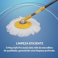 Mop Giratório Safe Pro com Centrífuga 360° e Refis de Microfibra - Limpeza Profunda em Todos os Pisos - imagem 5