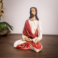 Imagem de Jesus Cristo Meditando em Resina 22cm - Decoração Sagrada para Altar e Ambientes Devocionais - imagem 3