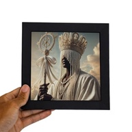 Quadro Orixá Oxalá com Moldura Preta 18x18 cm - Decoração Sagrada e Espiritual - imagem 3