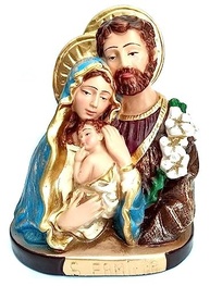 Busto da Sagrada Família em Gesso 20 cm - Decoração Religiosa Artesanal - imagem 2