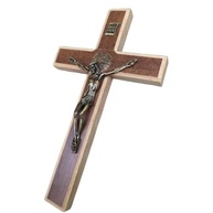 Crucifixo de Parede com Medalha de São Bento em Madeira e Metal - 23cm - Decoração Sagrada Elegante - imagem 3