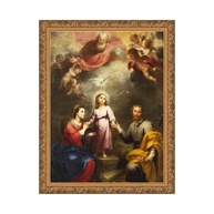 Quadro Sagrada Família e Santíssima Trindade em Canvas Premium com Moldura - Arte Religiosa de Qualidade Museu - imagem 1