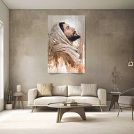 Quadro Decorativo Religioso Jesus Cristo 90x60cm Canvas em Madeira Maciça - Arte Sagrada para Sala - imagem 5