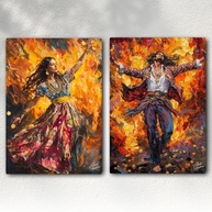Kit 2 Quadros Decorativos Ciganos – Fogo Sagrado – Umbanda - Cigana e Cigano (20x14cm) | Decoração Espiritualista com Tema de Orixás e Candomblé - imagem 2