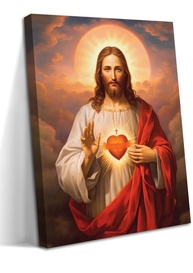 Arte de Parede Sagrado Coração de Jesus - Tela Cristã Premium 30x40cm - imagem 1