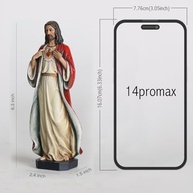 Estátua do Sagrado Coração de Jesus - 15cm - Resina Pintada à Mão - Decoração Religiosa Inspiradora - imagem 4