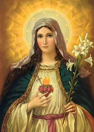 Sagrado Coração de Maria - Obra Barroca em Tela Canvas 30x42 - Arte de Museu para Decoração Elegante - imagem 1