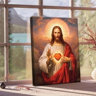 Arte de Parede Sagrado Coração de Jesus - Tela Cristã Premium 30x40cm - imagem 5