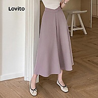 Saia Casual Lisa Assimétrica Lovito: Estilo e Conforto para Mulheres - imagem 1