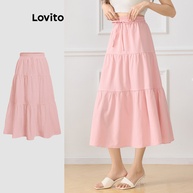 Saia Elegante Lisa com Cadarço Lovito: Estilo e Conforto Feminino - imagem 1