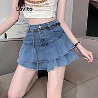 Saia Jeans Feminina: Babados e Estilo Casual | Lovito - imagem 1