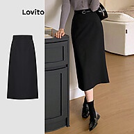 Saia Lisa com Zíper Lovito: Estilo Casual e Conforto para Mulheres - imagem 1