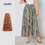 Saia Tropical Drapeada Lovito: Estilo Casual para Verão e Primavera - imagem 1