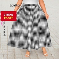 Saia Xadrez Plus Size Lovito: Estilo e Conforto! - imagem 1