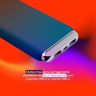 Power Bank Geonav 12.000mAh: Carregador Portátil Universal 3 Saídas (USB+USB-C) Azul Marinho - imagem 4