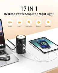 Torre de Tomada Inteligente AnnTane: 17 Saídas, USB-C, Luz Noturna e Proteção contra Surtos - imagem 3
