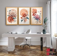 Kit 3 Quadros Decorativos Flores Abstrato Moderno - 120x60cm | Design Colorido para Sala e Quarto - imagem 3