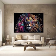 Quadros Decorativos 13x90cm Leão Colorido - Alta Definição para Sala, Quarto e Escritório - imagem 3