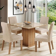 Conjunto Sala de Jantar Madesa Evelin - Mesa com Tampo de Vidro e 4 Cadeiras Modernas - imagem 1