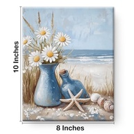 Pôster em Tela Decorativo Azul Oceano 20x25cm - Arte Marítima com Flores para Banheiro e Sala - imagem 3