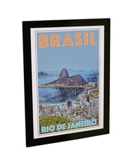 Quadro Decorativo Rio de Janeiro - Ilustração Retro para Sala e Quarto com Moldura - imagem 2
