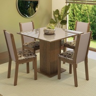 Sala de Jantar Completa: Mesa e 4 Cadeiras Tifani Madesa - imagem 1