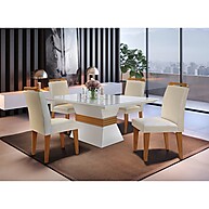 Sala de Jantar Completa: Mesa e 4 Cadeiras Veludo - imagem 1