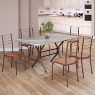 Sala de Jantar Completa: Mesa Granito + 6 Cadeiras - imagem 1