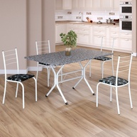 Sala de Jantar Completa: Mesa Granito Ocre + 4 Cadeiras - imagem 1