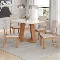 Sala de Jantar Completa: Mesa Lins + 4 Cadeiras - imagem 1