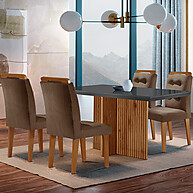 Sala de Jantar Completa: Mesa Olímpia + 4 Cadeiras Carol - imagem 1