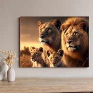Quadro Decorativo Família de Leões - Impressão em Tecido 130x90cm para Quarto ou Sala - imagem 4