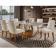 Conjunto Sala de Jantar Luanda 180x80cm com 6 Cadeiras - Mesa em Vidro e MDF, Design Moderno e Sofisticado - imagem 1