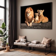 Quadro Decorativo Leão Família Nunca Foi Sorte com Moldura - Impressão 4K para Sala e Quarto - imagem 1