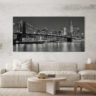 Quadro Decorativo Manhattan NY 130x70cm - Paisagem Urbana em Preto e Branco para Sala e Quarto - imagem 1