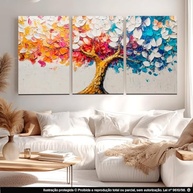 Kit 3 Quadros Decorativos Borboleta Gold Blue 60x40cm - Design Moderno para Sala e Quarto - imagem 3