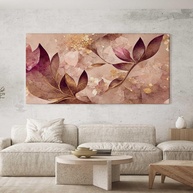 Quadro Decorativo Floral Rosê Dourado Luxo 100x50cm - Tela em Alta Definição para Sala, Quarto ou Hall - imagem 1