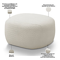 Puff Decorativo Barolo L06 Branco – Sofisticação e Conforto na Sua Sala - imagem 2